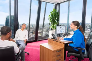 Serviced Office with view at The Leadenhall Building, featuring people working in a modern space with a luxury fit-out.